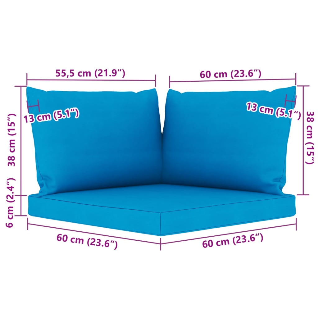 vidaXL 9-delige Loungeset met lichtblauwe kussens