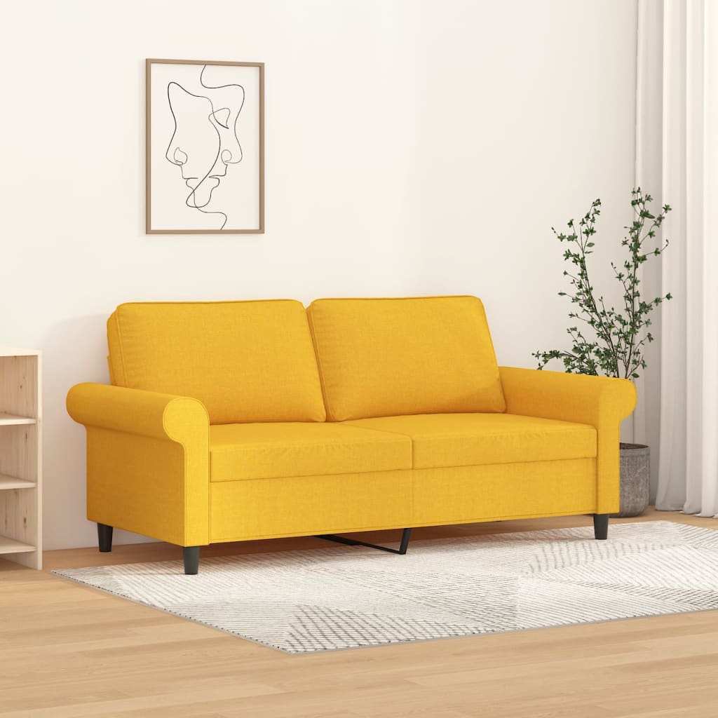vidaXL Tweezitsbank 140 cm stof lichtgeel