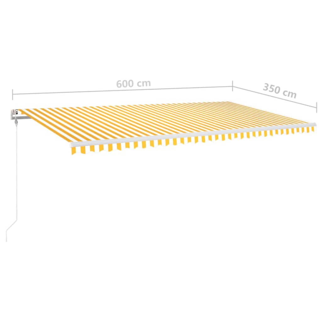 vidaXL Luifel automatisch met LED en windsensor 600x350 cm geel en wit