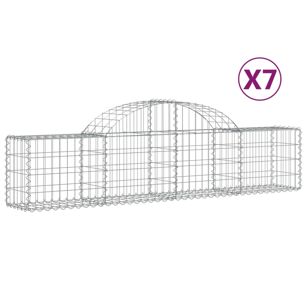 vidaXL Schanskorven 7 st gewelfd 200x30x40/60 cm gegalvaniseerd ijzer