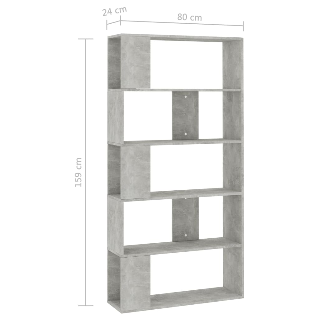 vidaXL Boekenkast/kamerscherm 80x24x159 cm bewerkt hout betongrijs