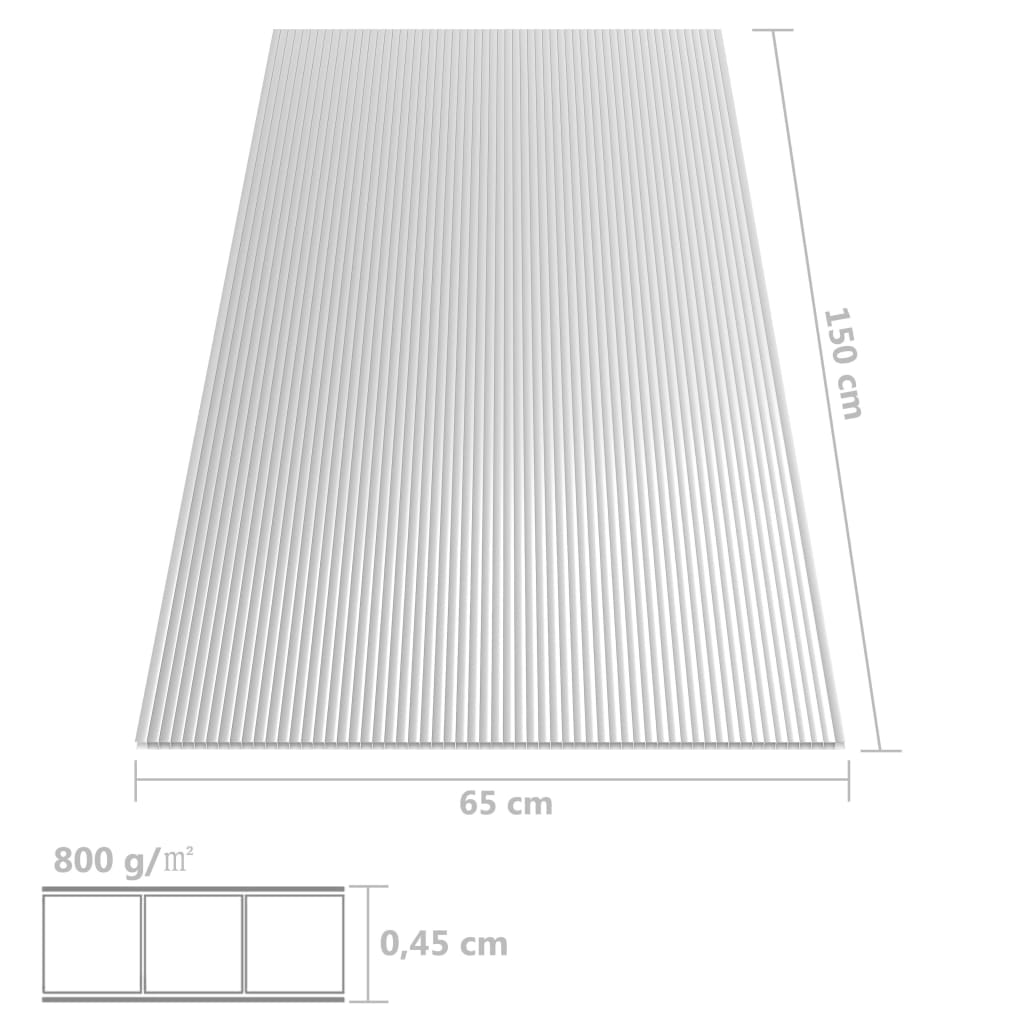 vidaXL Polycarbonaatplaten 5 st 4,5 mm 150x65 cm