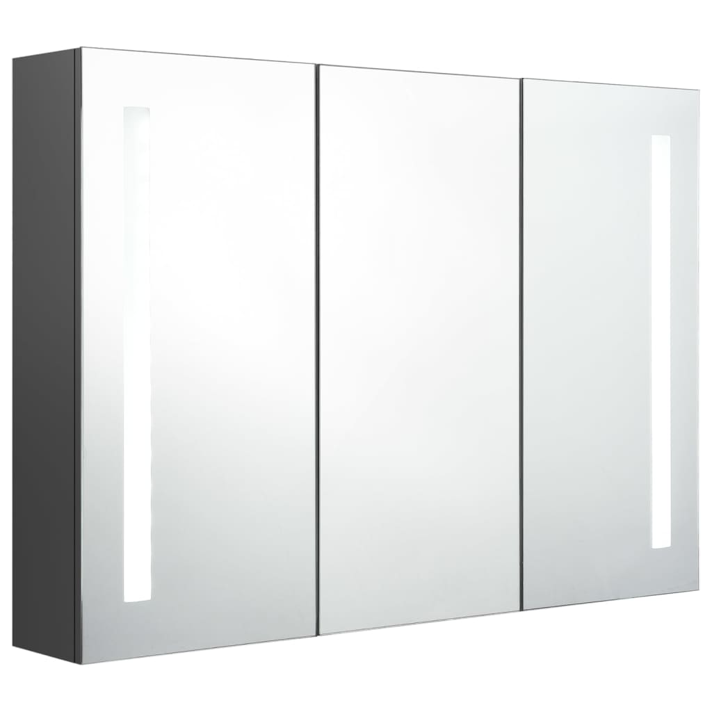 vidaXL Badkamerkast met spiegel en LED 89x14x62 cm grijs