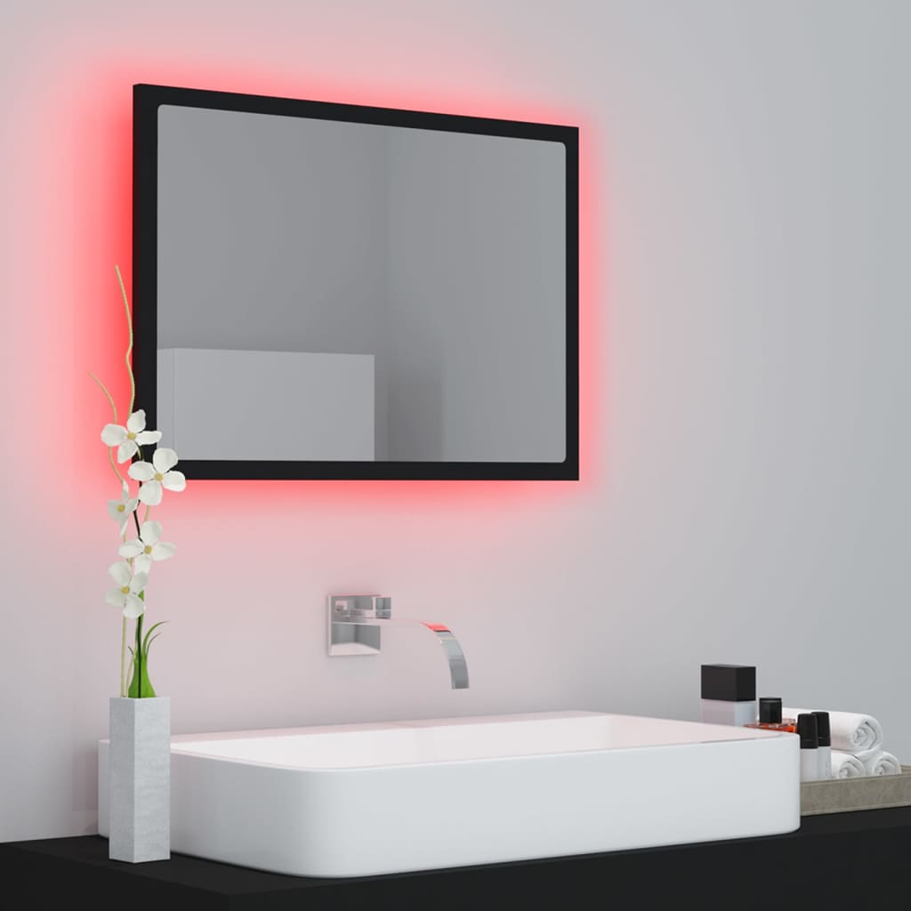 vidaXL Badkamerspiegel LED 60x8,5x37 cm spaanplaat zwart