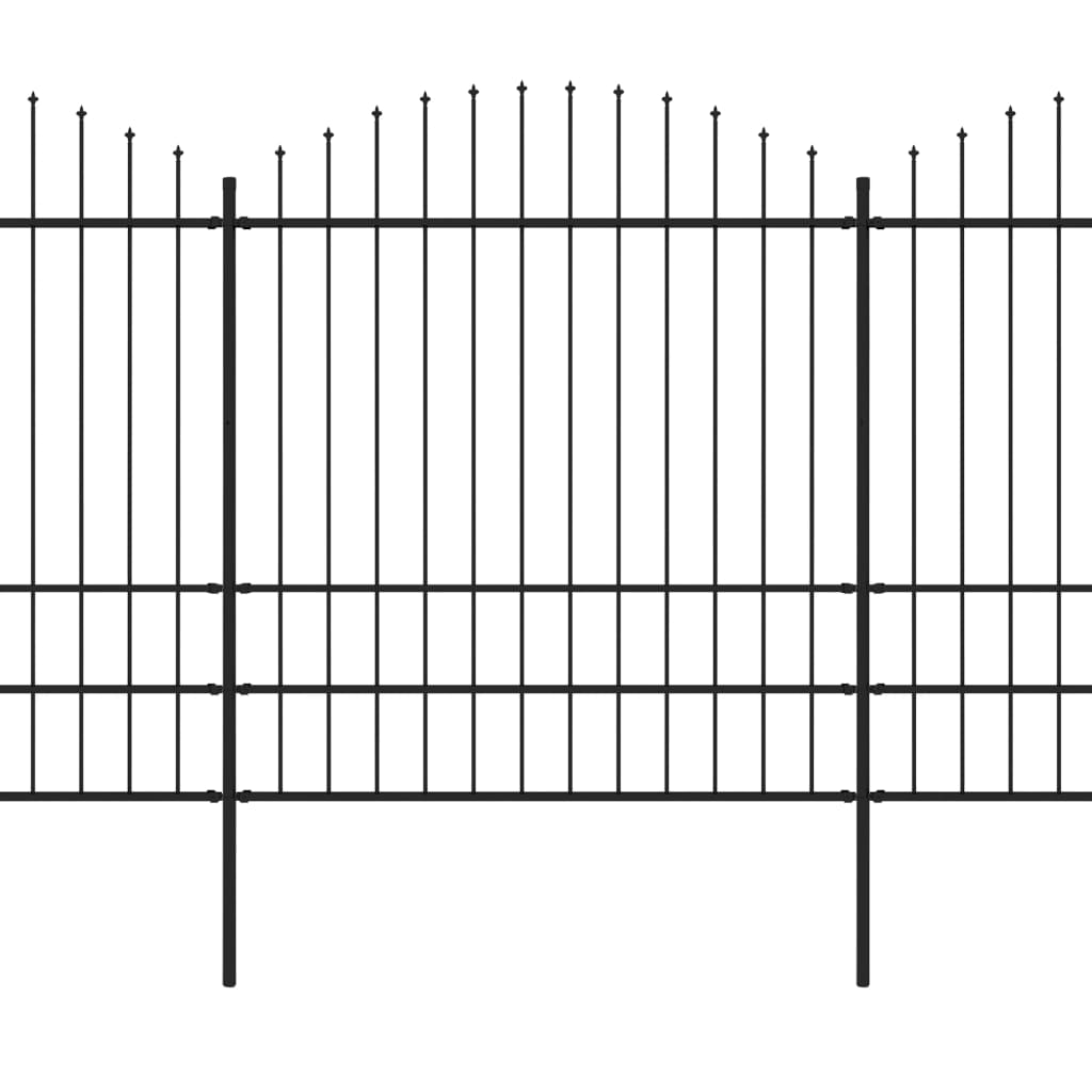 vidaXL Tuinhek met speren bovenkant (1,75-2)x3,4 m staal zwart