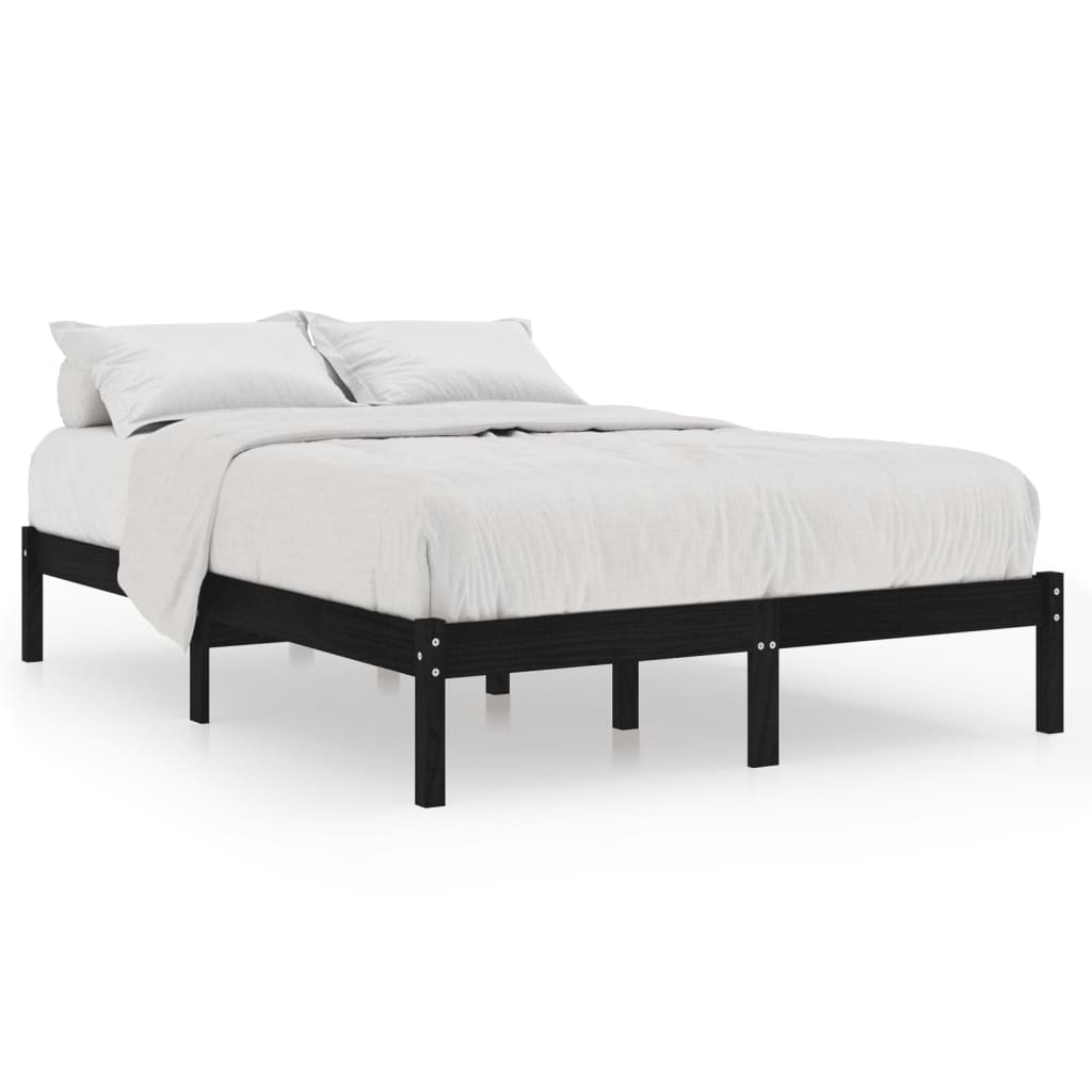 vidaXL Bedframe massief grenenhout zwart 140x190 cm