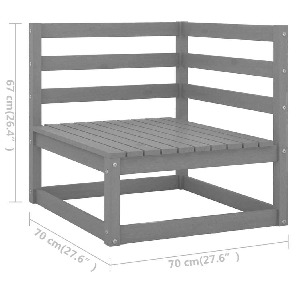vidaXL 5-delige Loungeset massief grenenhout grijs
