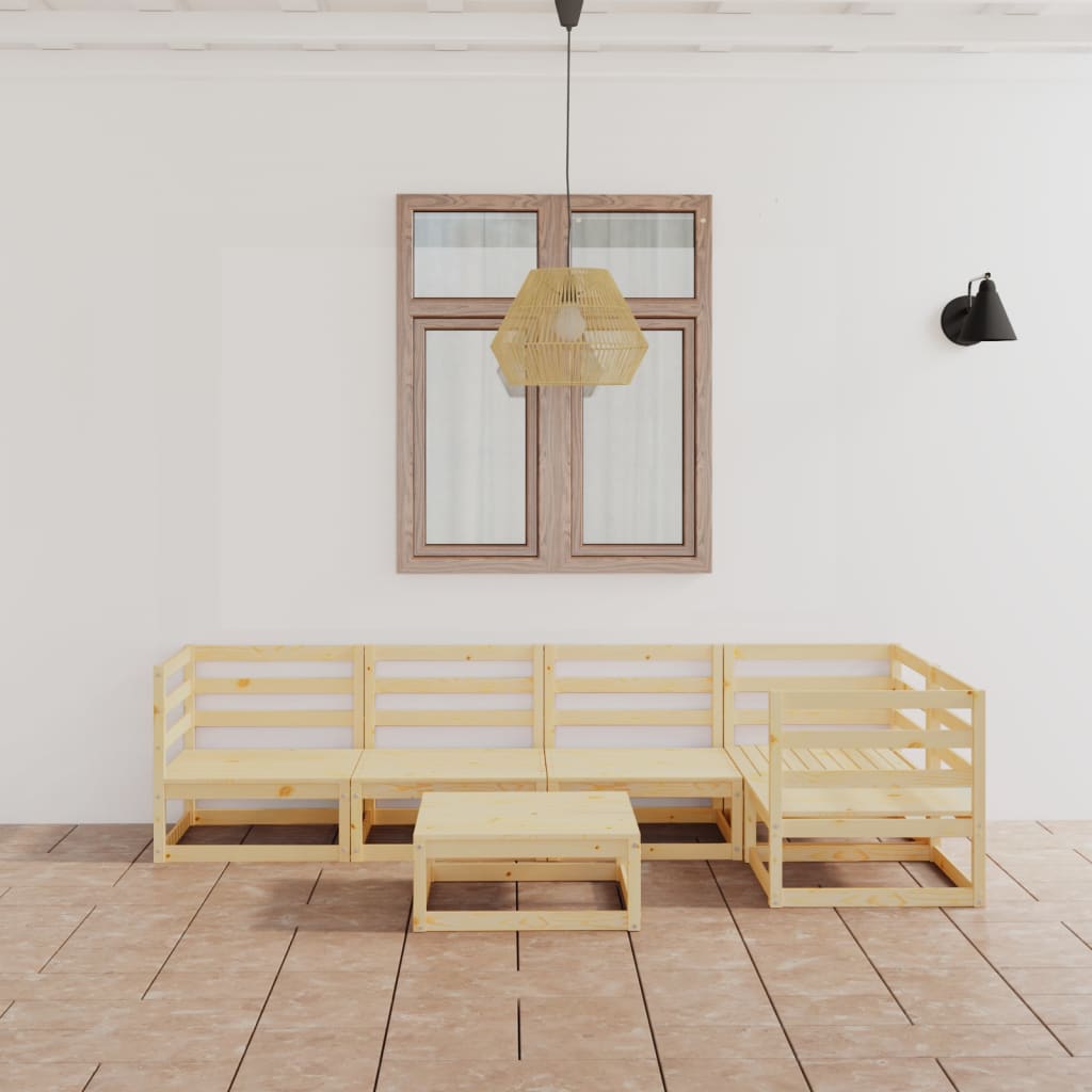 vidaXL 6-delige Loungeset massief grenenhout wit