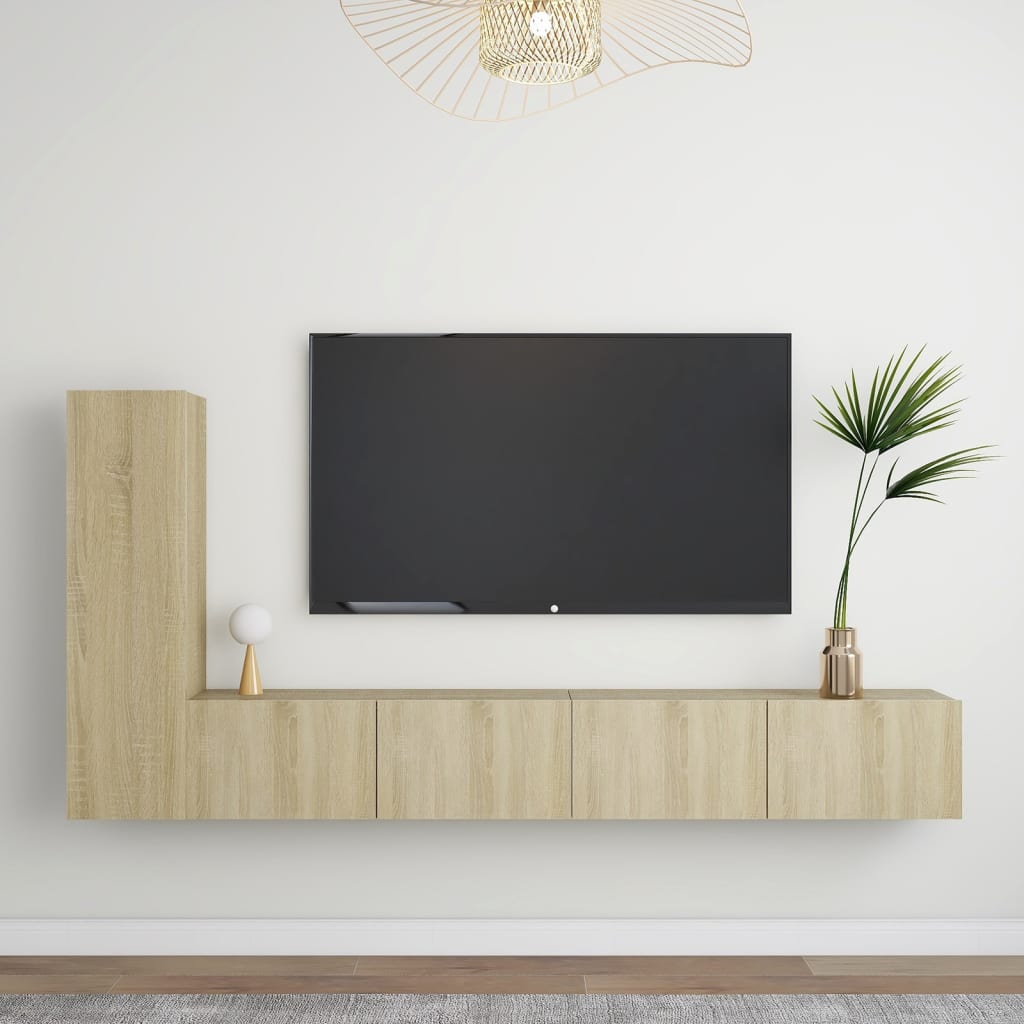 vidaXL 3-delige Tv-meubelset spaanplaat sonoma eikenkleurig