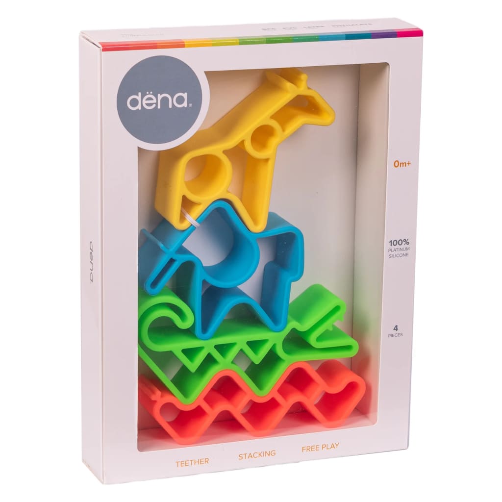 dëna 4-delige Speelgoedset Neon dieren silicone