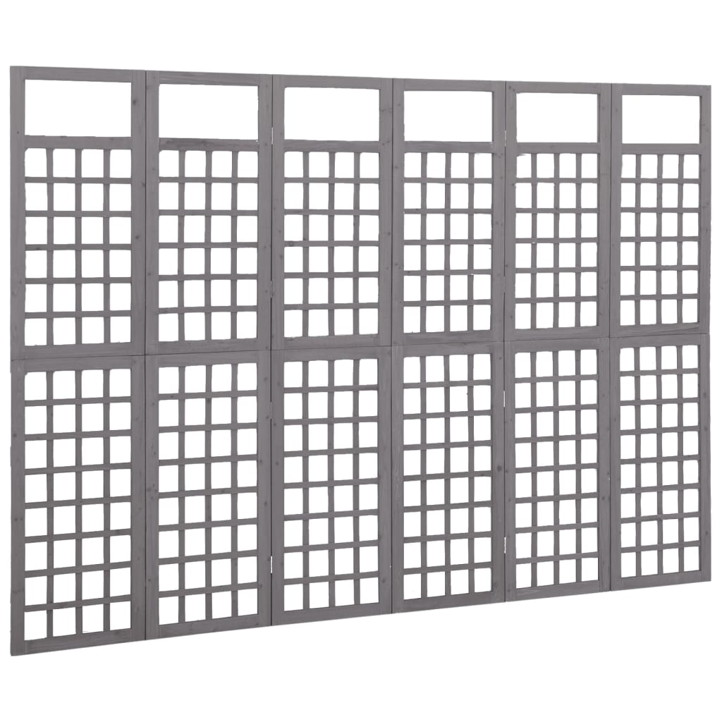 vidaXL Kamerscherm/trellis met 6 panelen 242,5x180 cm vurenhout grijs