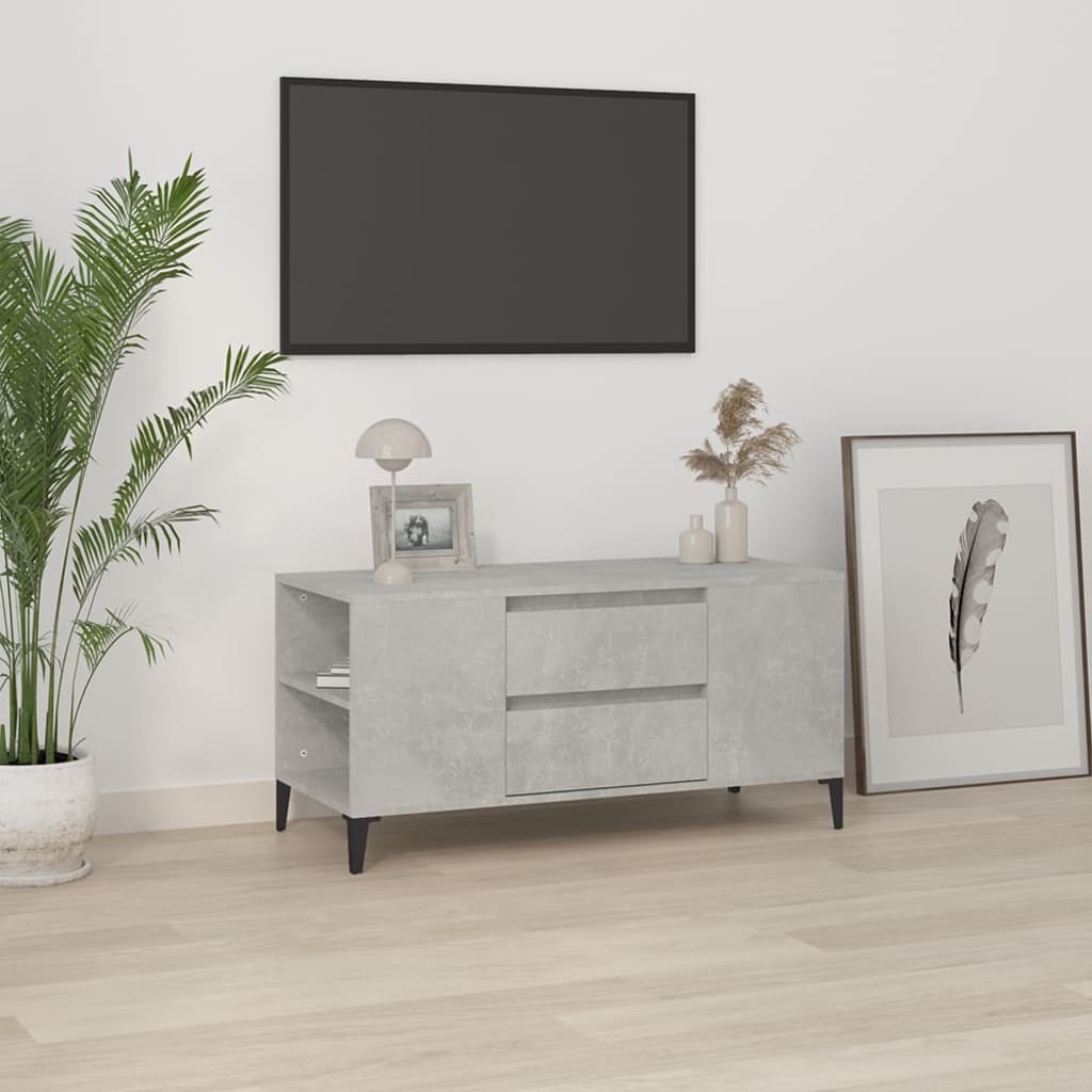 vidaXL Tv-meubel 102x44,5x50 cm bewerkt hout betongrijs
