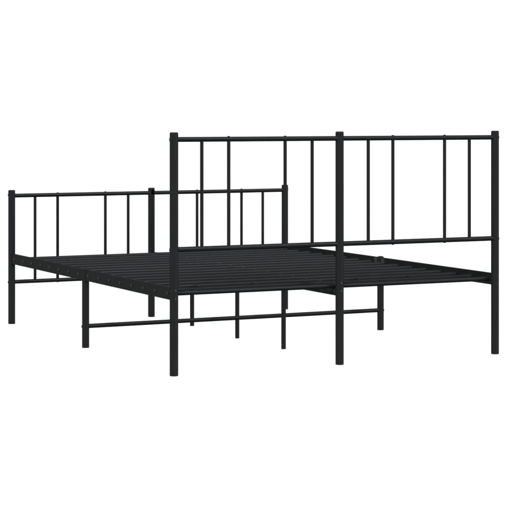 vidaXL Bedframe met hoofd- en voeteneinde metaal zwart 120x200 cm