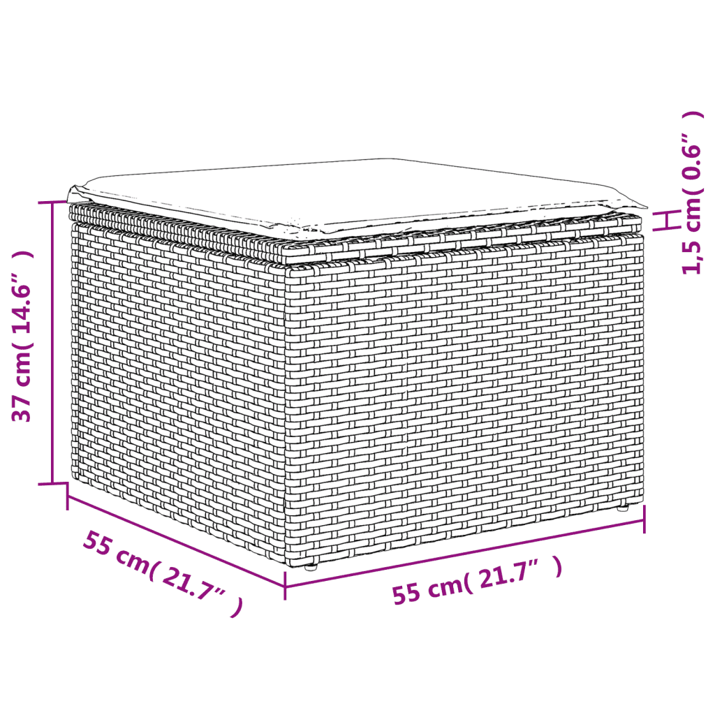 vidaXL 7-delige Loungeset met kussens poly rattan grijs