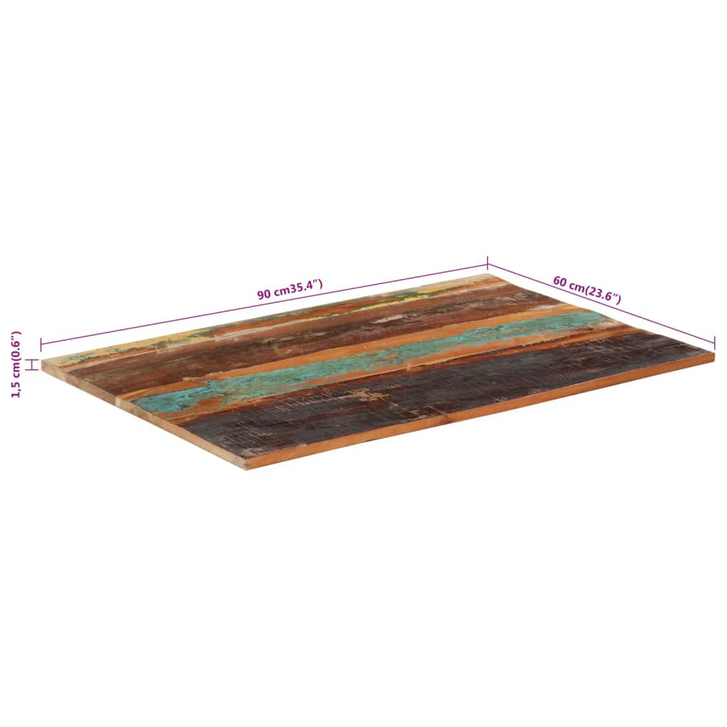 vidaXL Tafelblad rechthoekig 15-16 mm 60x90 cm massief gerecycled hout