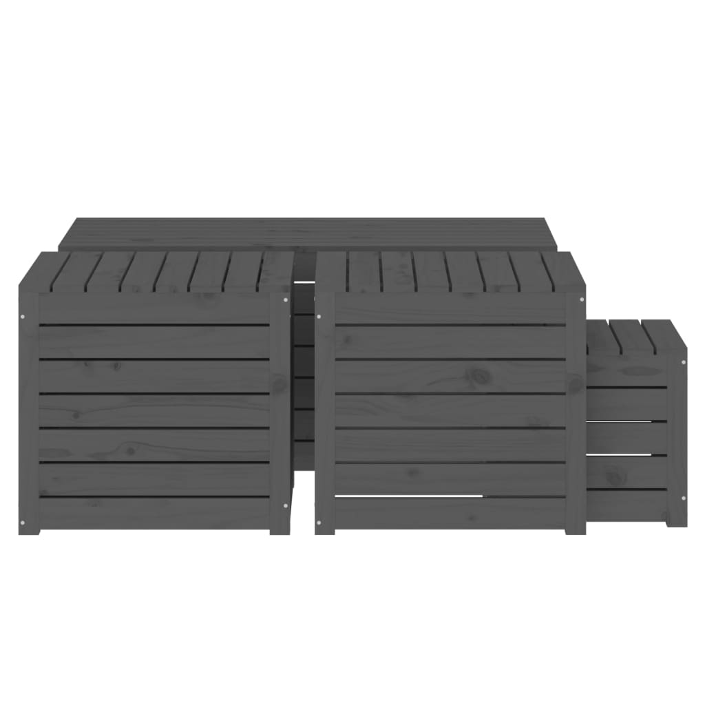vidaXL 4-delige Tuinboxset massief grenenhout grijs