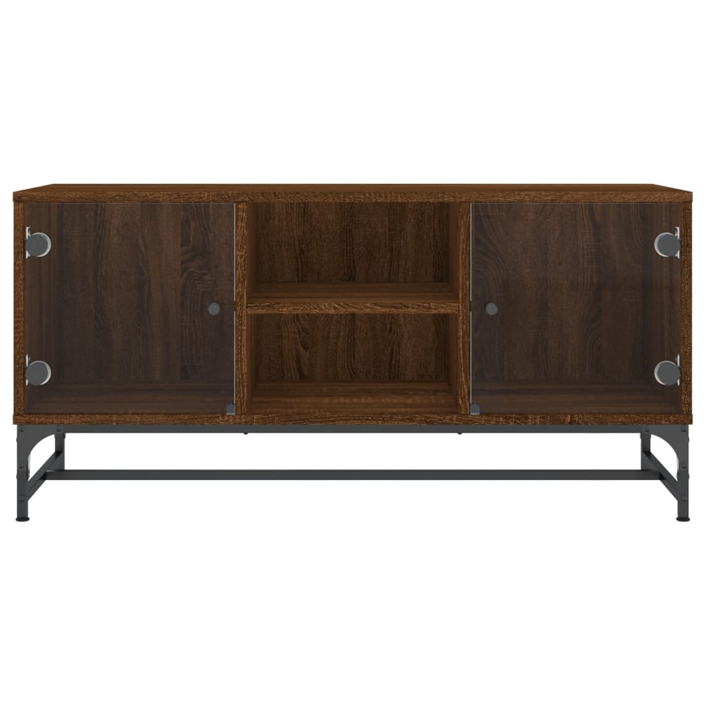 vidaXL Tv-meubel met glazen deuren 102x37x50 cm bruineikenkleurig