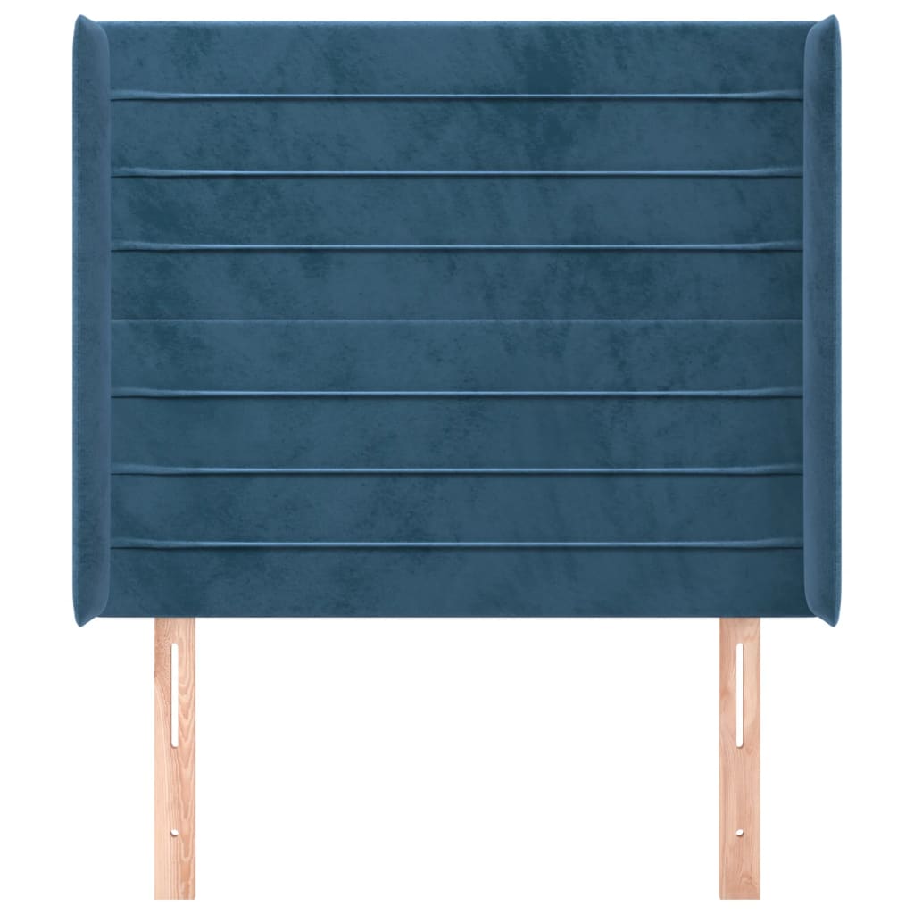 vidaXL Hoofdbord met randen 103x16x118/128 cm fluweel donkerblauw