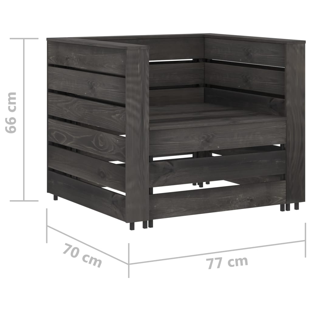 vidaXL 12-delige Loungeset grijs geïmpregneerd grenenhout