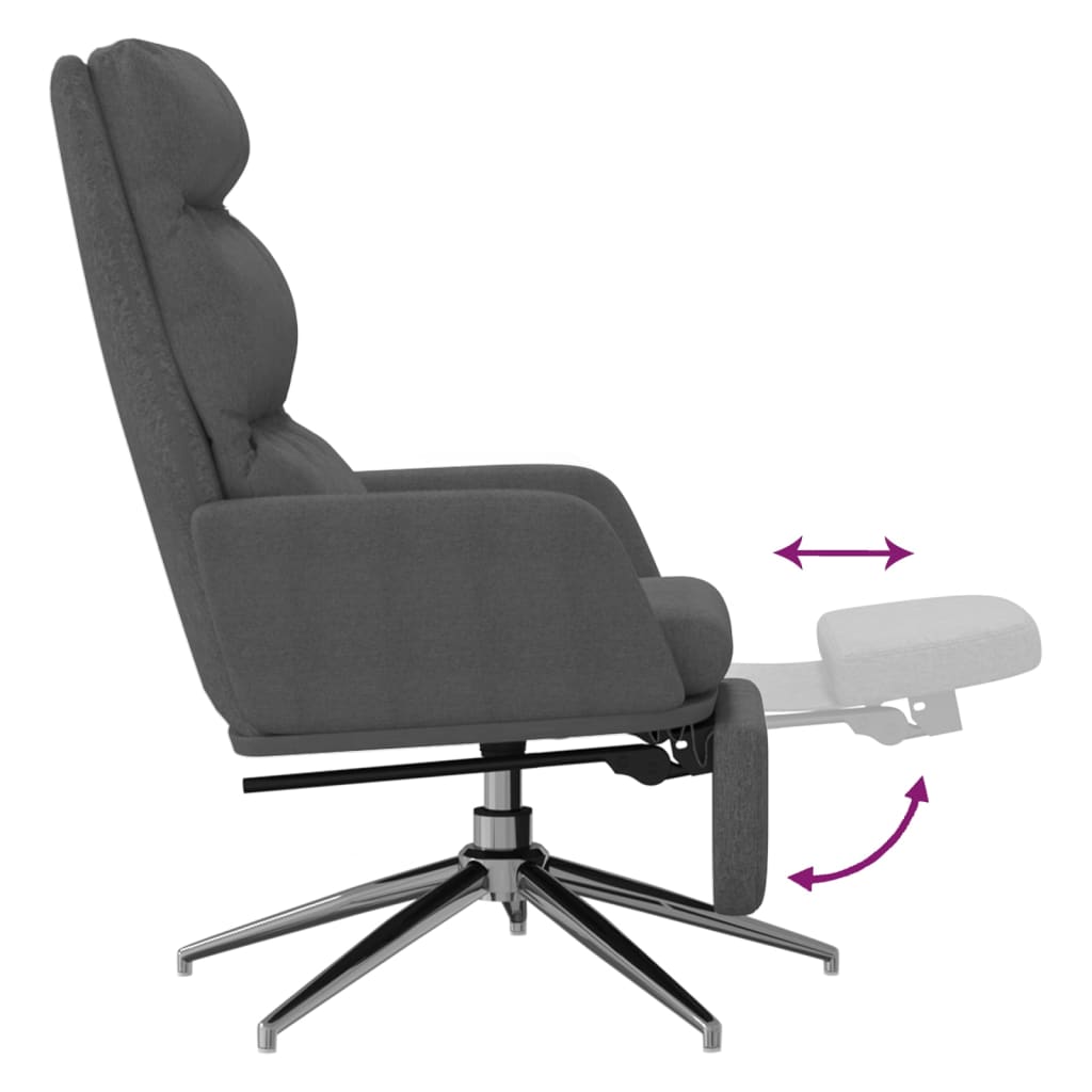 vidaXL Relaxstoel met voetensteun stof donkergrijs