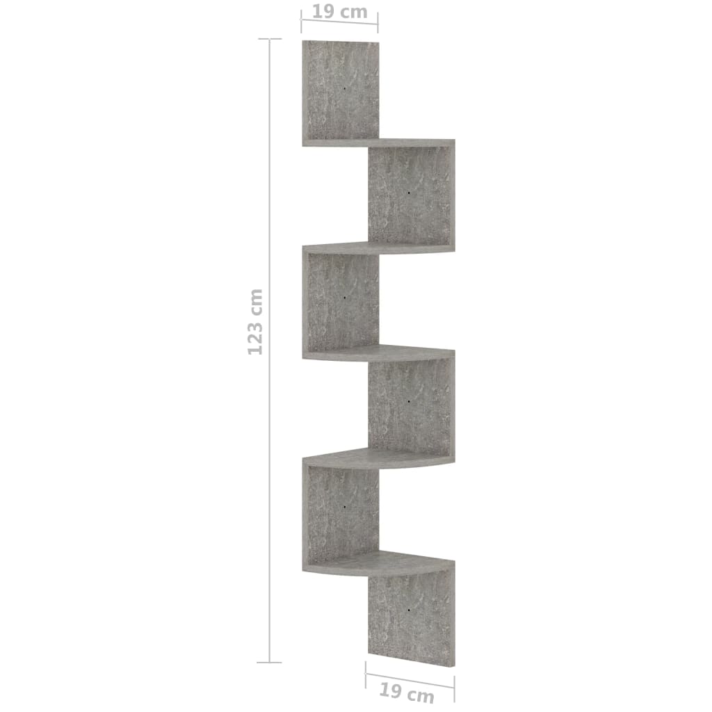 vidaXL Hoekwandschap 19x19x123 cm bewerkt hout betongrijs