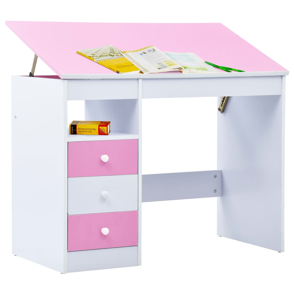 vidaXL Kindertekentafel/-bureau kantelbaar roze en wit kopen? |