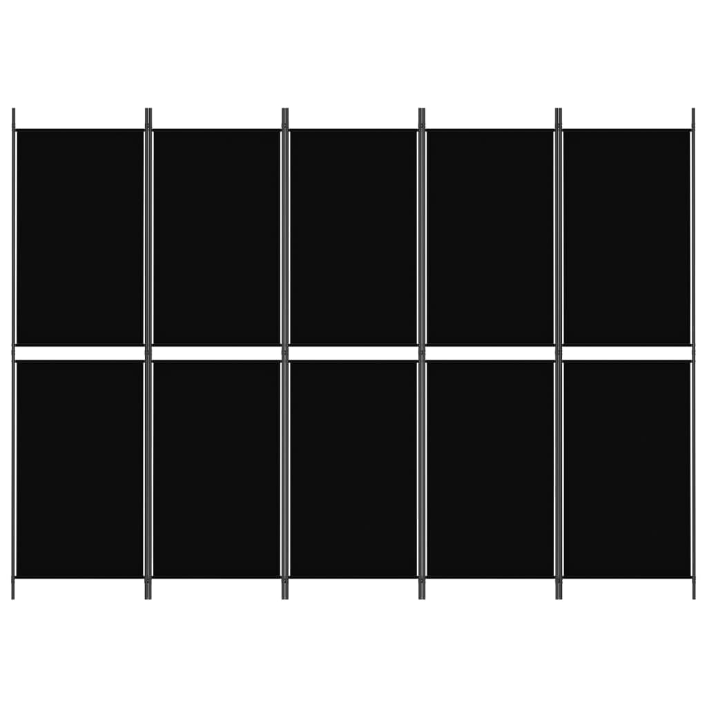 vidaXL Kamerscherm met 5 panelen 250x180 cm stof zwart