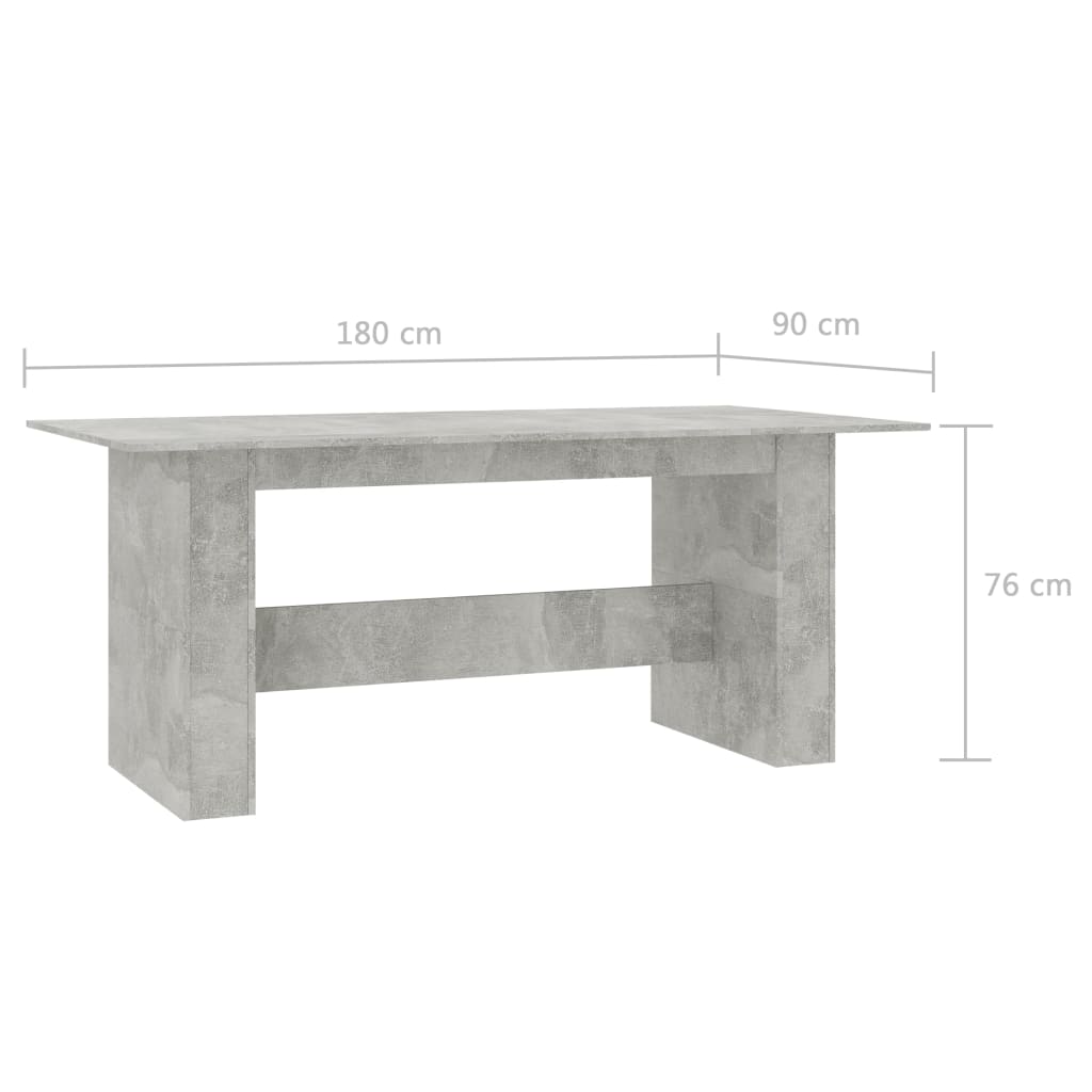 vidaXL Eettafel 180x90x76 cm bewerkt hout betongrijs