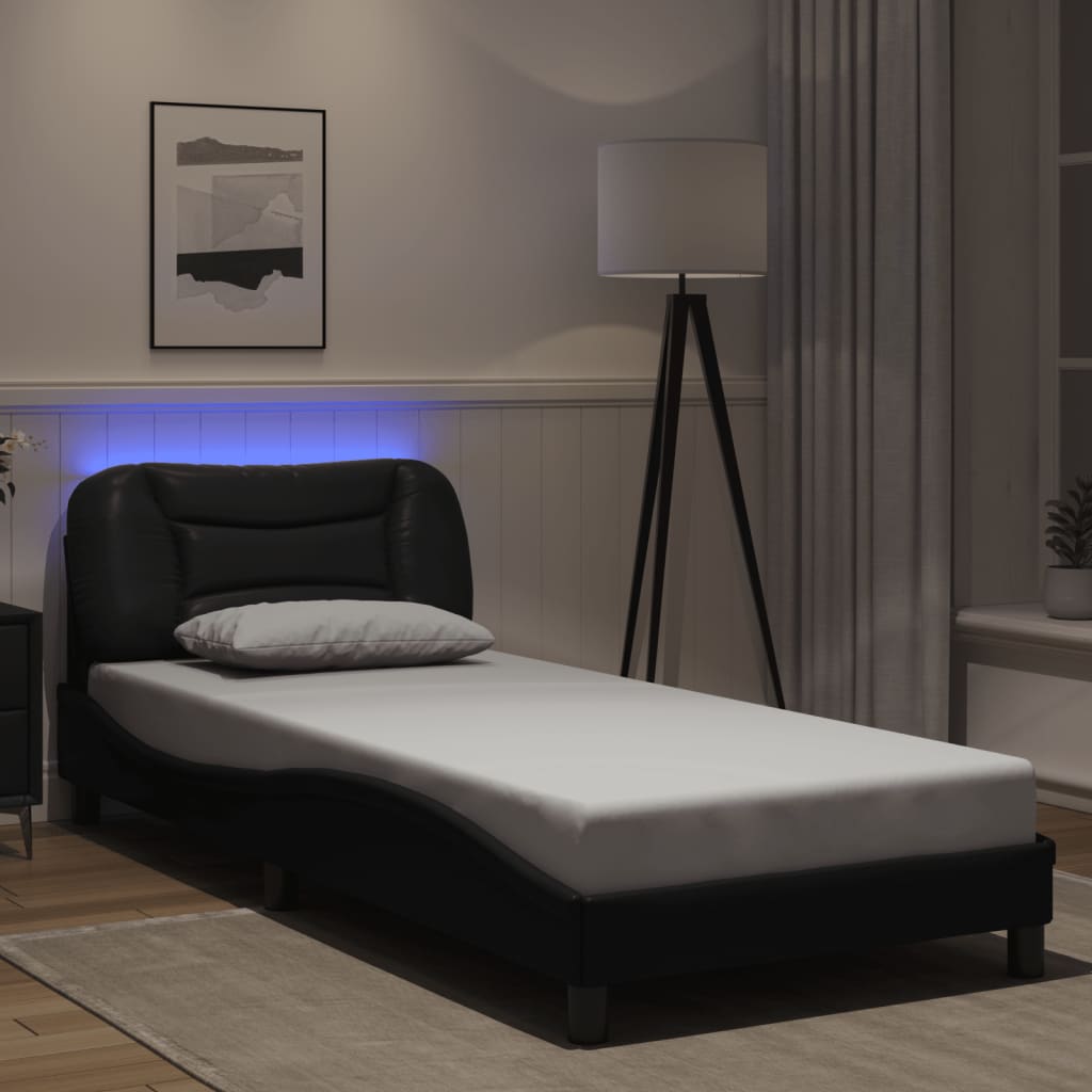 vidaXL Bedframe met LED-verlichting kunstleer zwart 80x200 cm