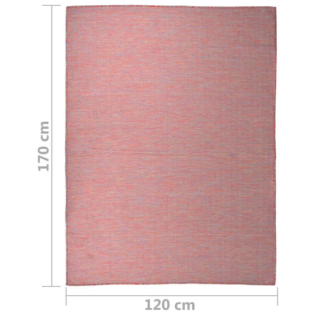 vidaXL Buitenkleed platgeweven 120x170 cm rood