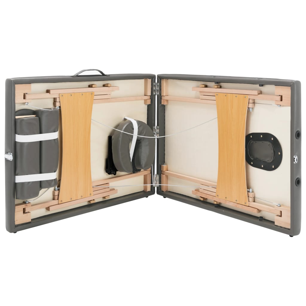 vidaXL Massagetafel met 2 zones 186x68 cm houten frame antraciet