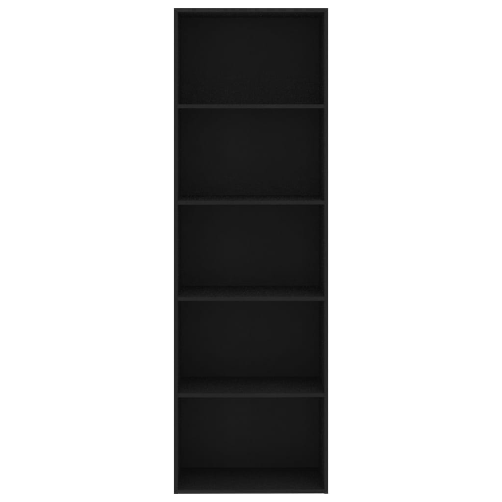 vidaXL Boekenkast met 5 schappen 60x30x189 cm spaanplaat zwart