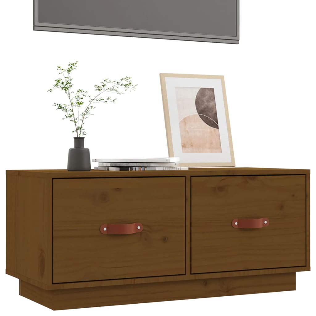vidaXL Tv-meubel 80x34x35 cm massief grenenhout honingbruin