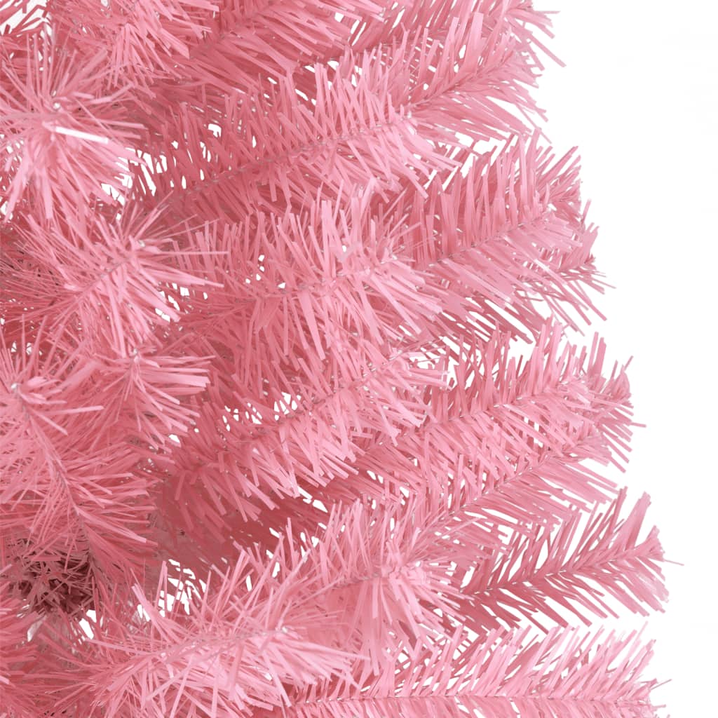 vidaXL Kunstkerstboom met standaard half 240 cm PVC roze