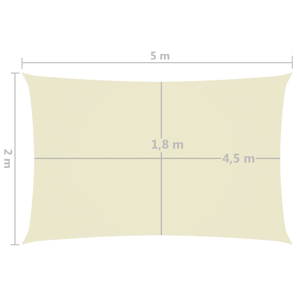 vidaXL Zonnescherm rechthoekig 2x5 m oxford stof crèmekleurig