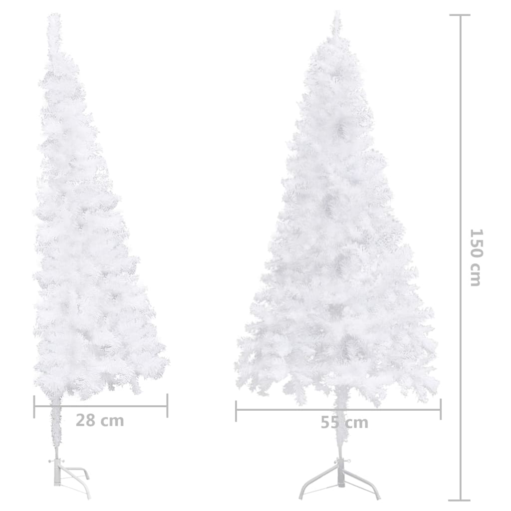 vidaXL Kunstkerstboom met LED's en kerstballen hoek 150 cm PVC wit