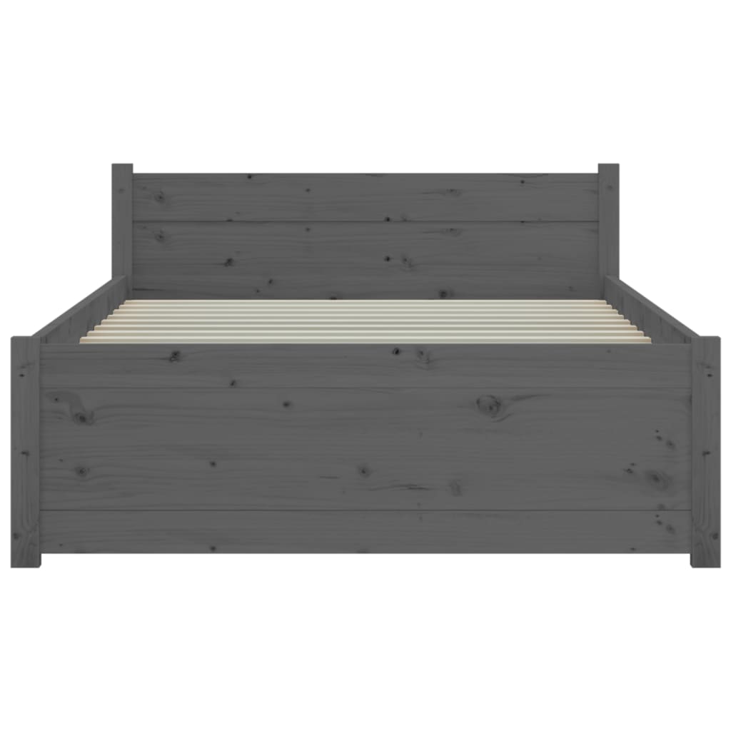 vidaXL Bedframe massief hout grijs 90x200 cm