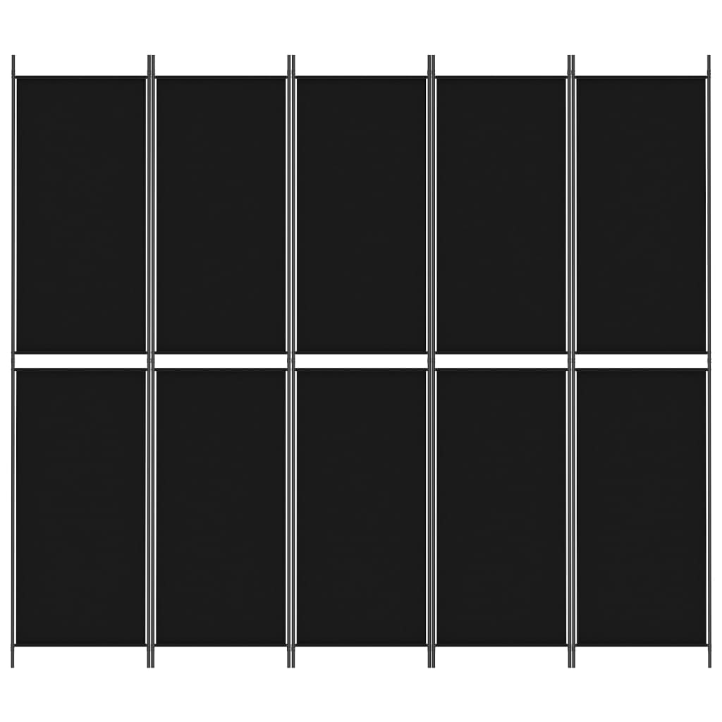 vidaXL Kamerscherm met 5 panelen 250x220 cm stof zwart