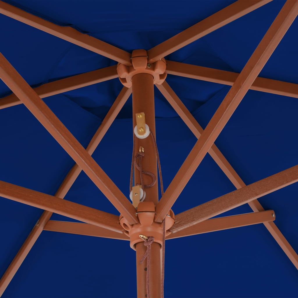 vidaXL Parasol met houten paal 270 cm blauw
