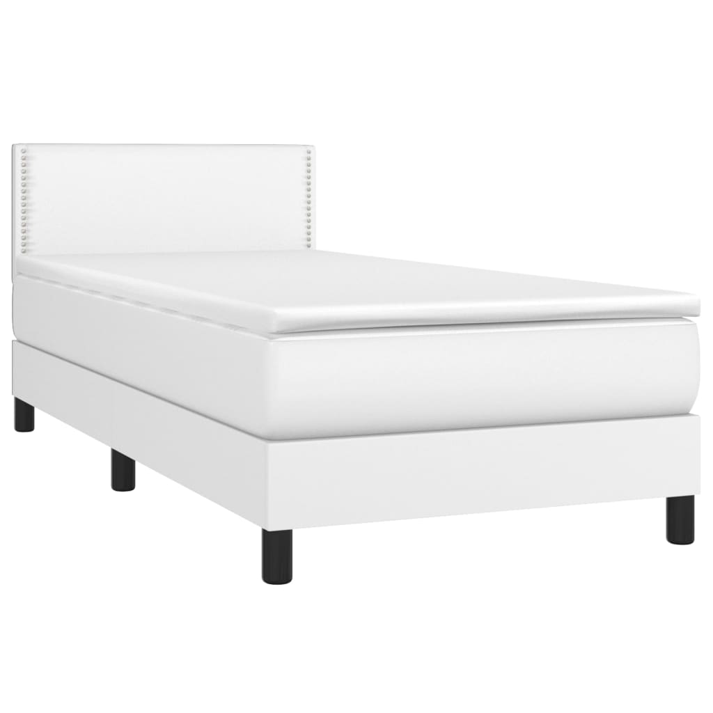vidaXL Boxspring met matras kunstleer wit 90x190 cm