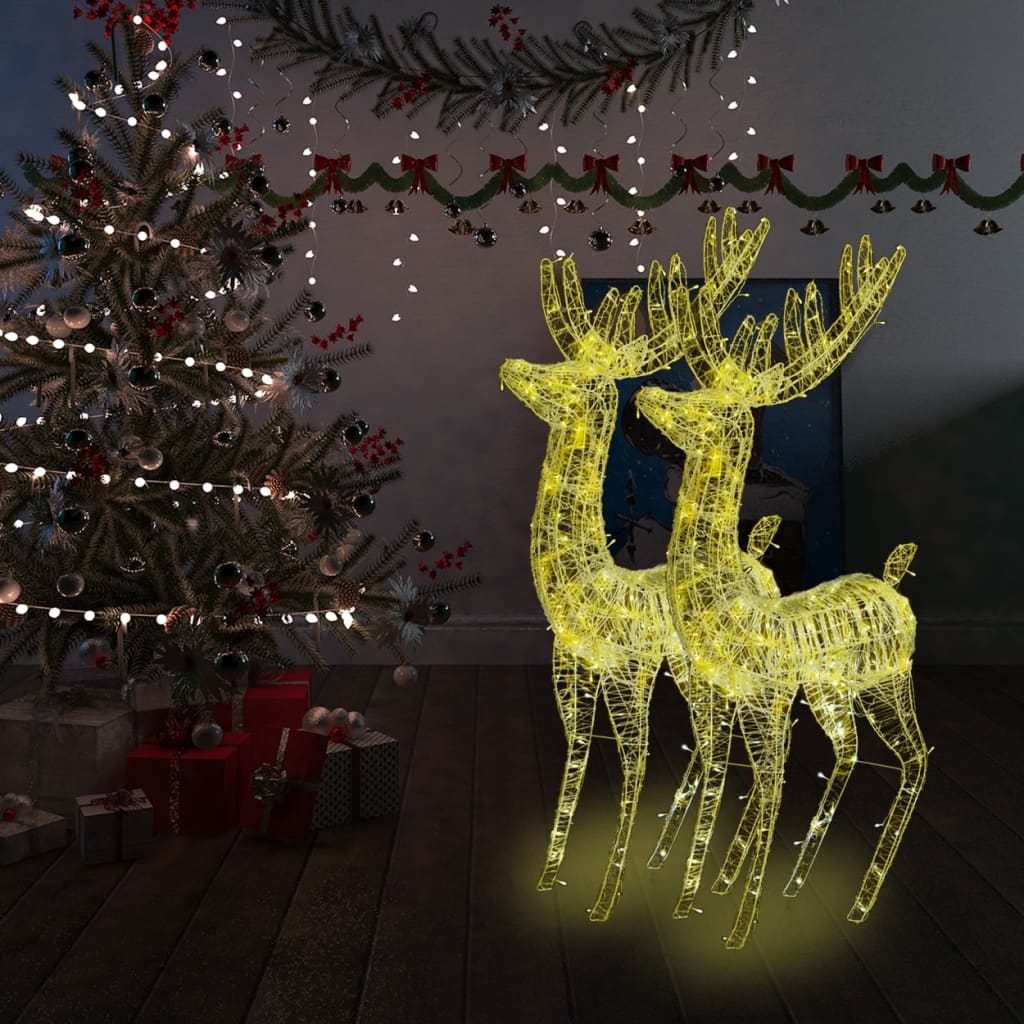 vidaXL Kerstdecoratie rendier XXL 2 st 250 LED's warmwit 180 cm acryl