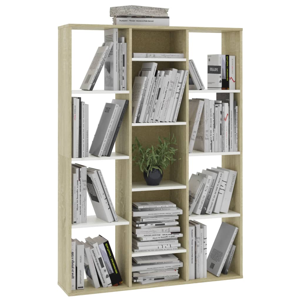 vidaXL Kamerscherm/boekenkast 100x24x140cm bewerkt hout wit eikenkleur
