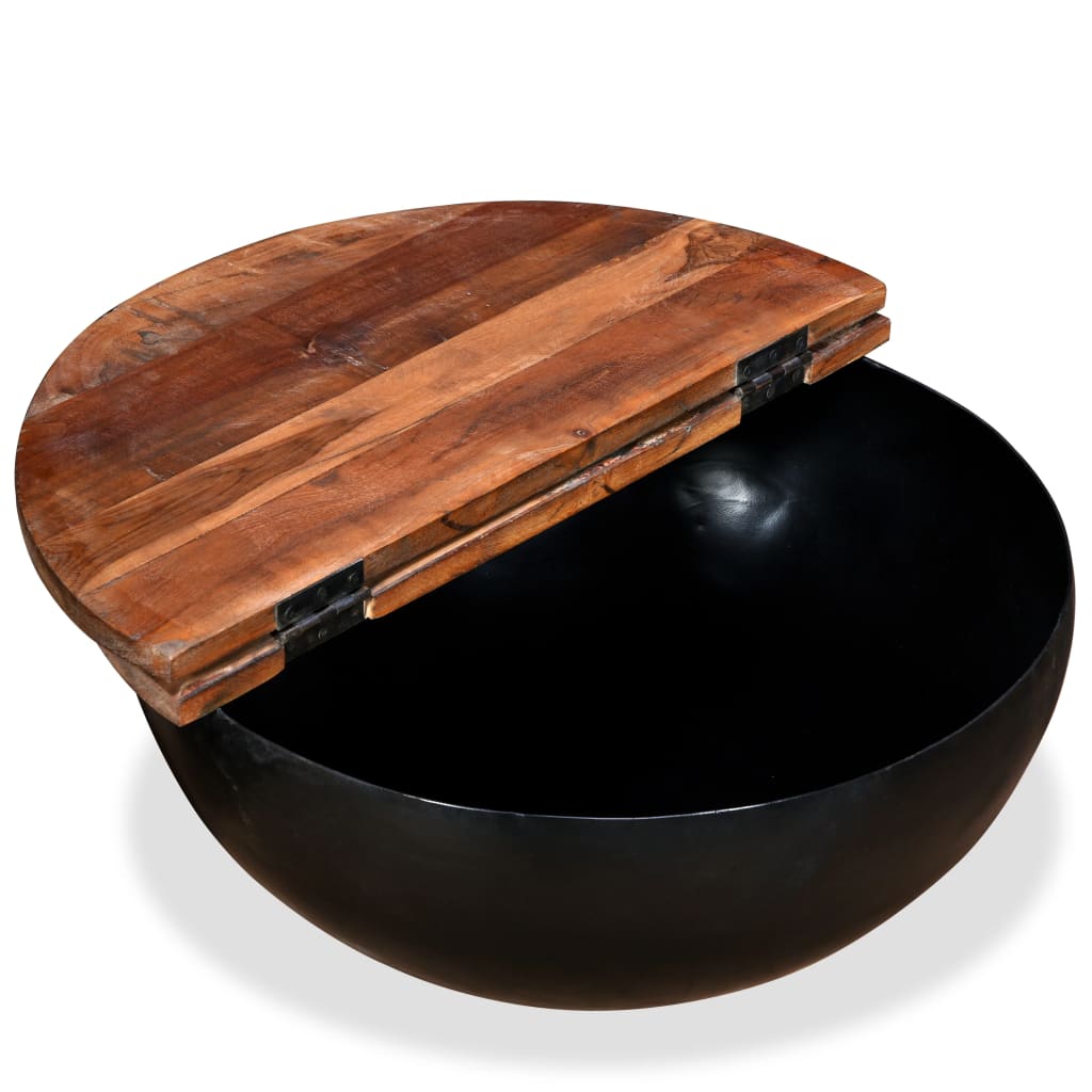 vidaXL 2-delige Salontafelset komvormig massief gerecycled hout zwart