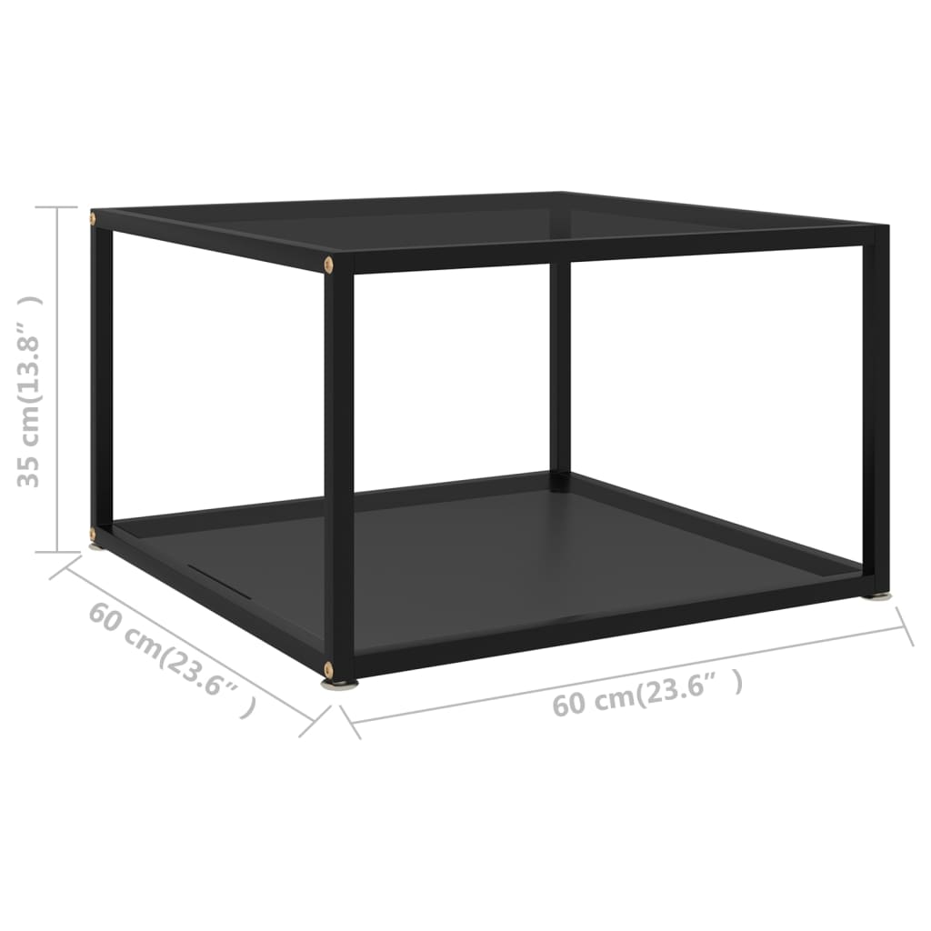 vidaXL Salontafel 60x60x35 cm gehard glas zwart