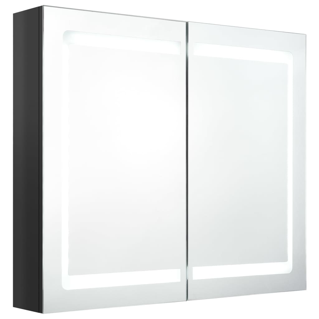 vidaXL Badkamerkast met spiegel en LED 80x12x68 cm glanzend zwart