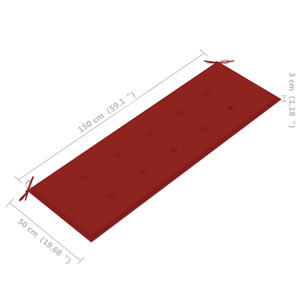 vidaXL Tuinbank stapelbaar met kussen 159 cm massief teakhout