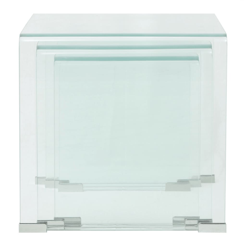vidaXL Bijzettafel set 3-dlg transparant gehard glas