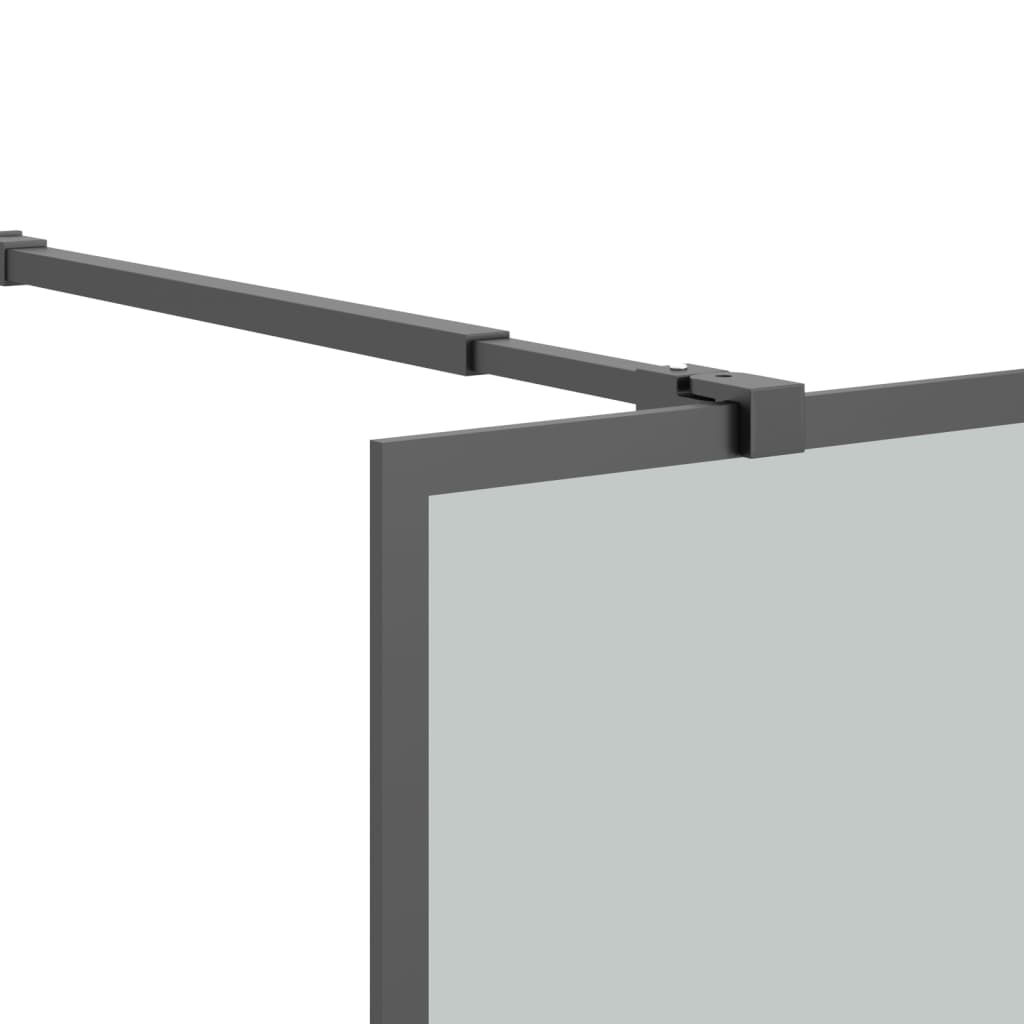 vidaXL Inloopdouchewand met schap 80x195 cm ESG-Glas aluminium zwart