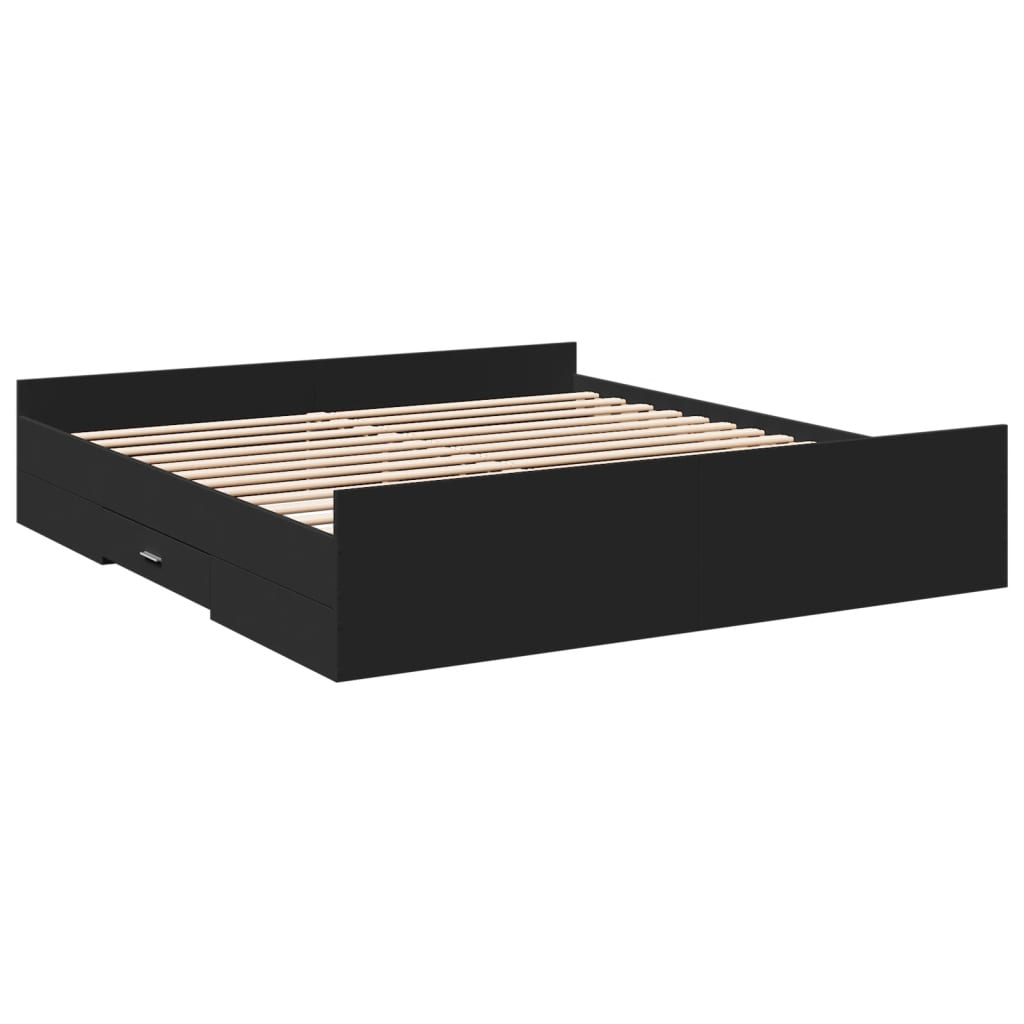 vidaXL Bedframe met lades bewerkt hout zwart 180x200 cm