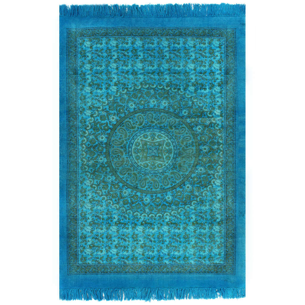 vidaXL Kelim vloerkleed met patroon 160x230 cm katoen turquoise